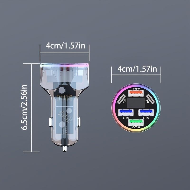 6-Port 66W Fast Car Charger - Rapid Mobile Phone Charging Adapter with 12V-24V Power Conversion Plug for Car Electronics Accessories