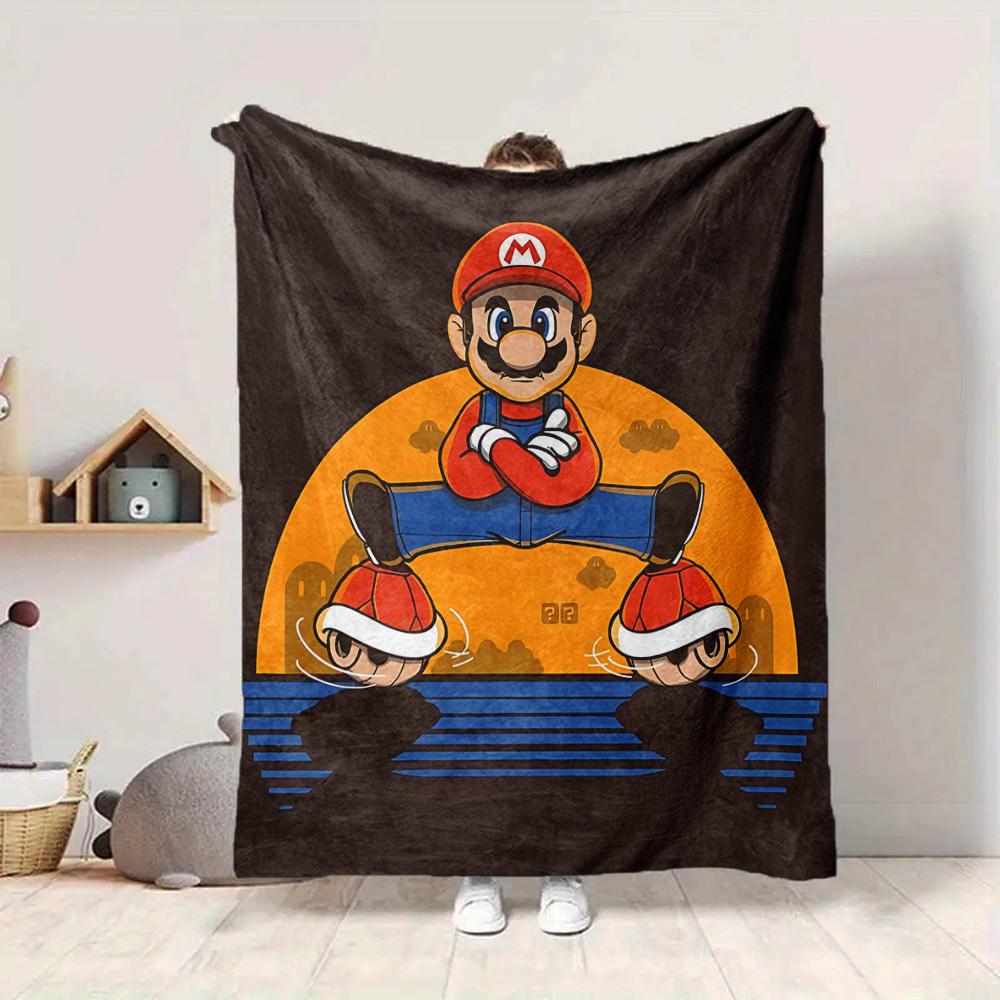 1pc Mario Flannel Blanket, Soft Skin-Friendly with Digital Printing, Various Sizes Available