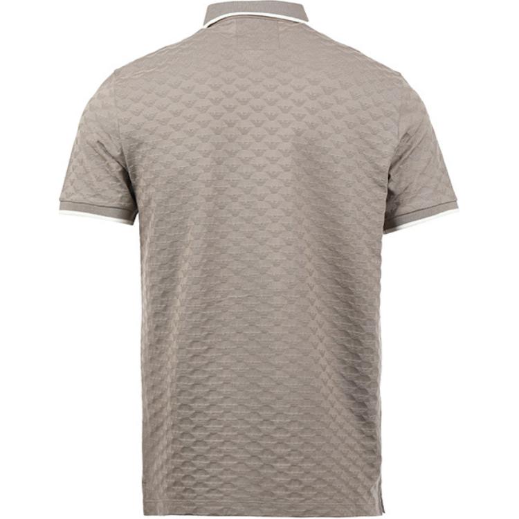 Emporio Armani Мужская текстурированная вязаная рубашка-поло с полосатой отделкой SS24 Рубашки-поло Серый 8N1FP0-1JHWZ-0650