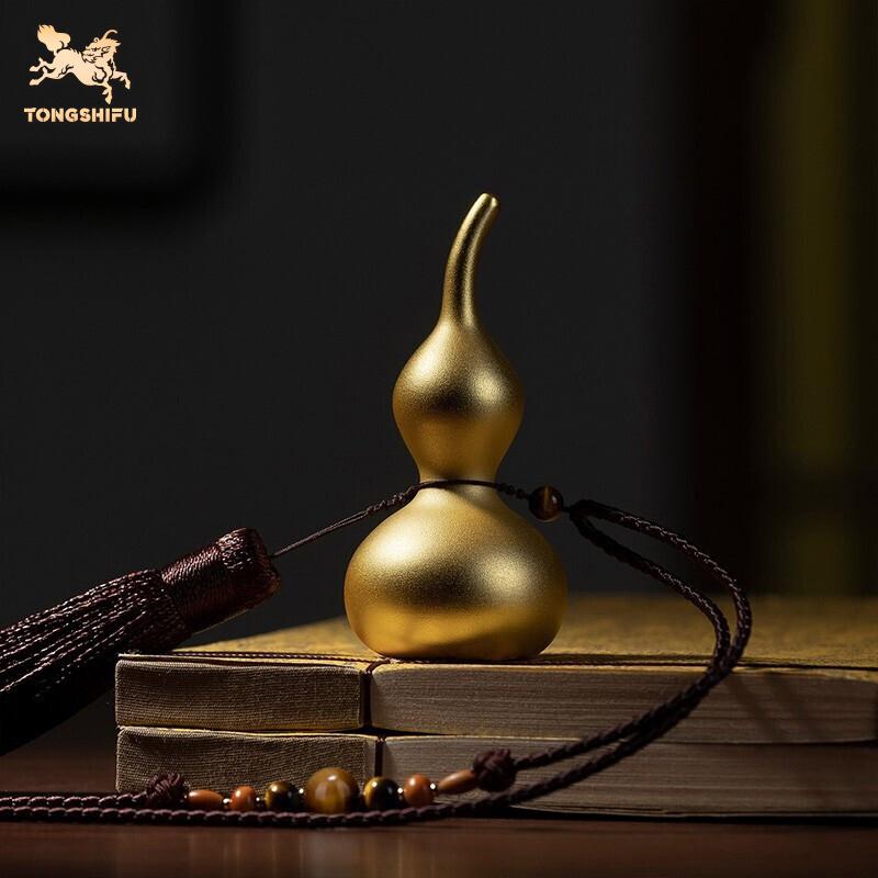 Tongshifu "Da Ji Da Li Gourd (24K Gold Surface)" Living Room Copper Ornament, Da Ji Da Li Gourd, Medium Size
