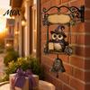 Handwritten Welcome Door Sign Garden Gnome Bell, Outdoor Hanging Doorbell, Farmhouse Porch Ornament Wind Chimes for Patio Home Yard Decorations