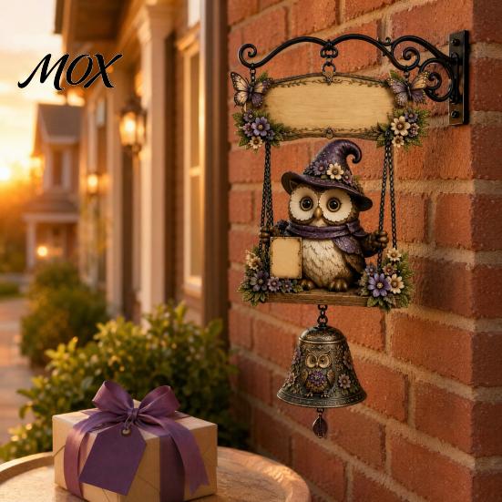Handwritten Welcome Door Sign Garden Gnome Bell, Outdoor Hanging Doorbell, Farmhouse Porch Ornament Wind Chimes for Patio Home Yard Decorations