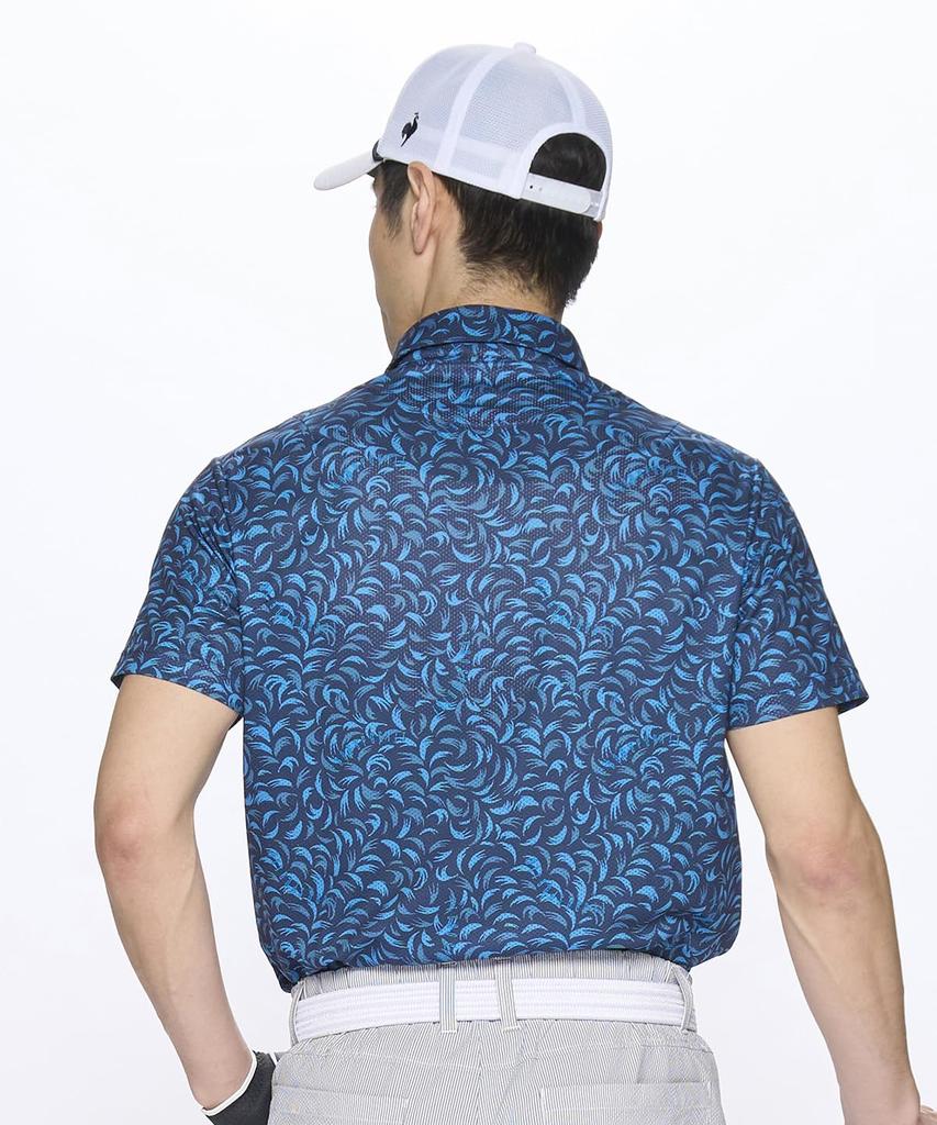 Coq Sportif Cool To the Highly NV00 [Le Golf] Short-sleeved Shirt, All-over Pattern, Sweat-wicking, Quick-drying, Stretch-forcer, Touch, Breathable,