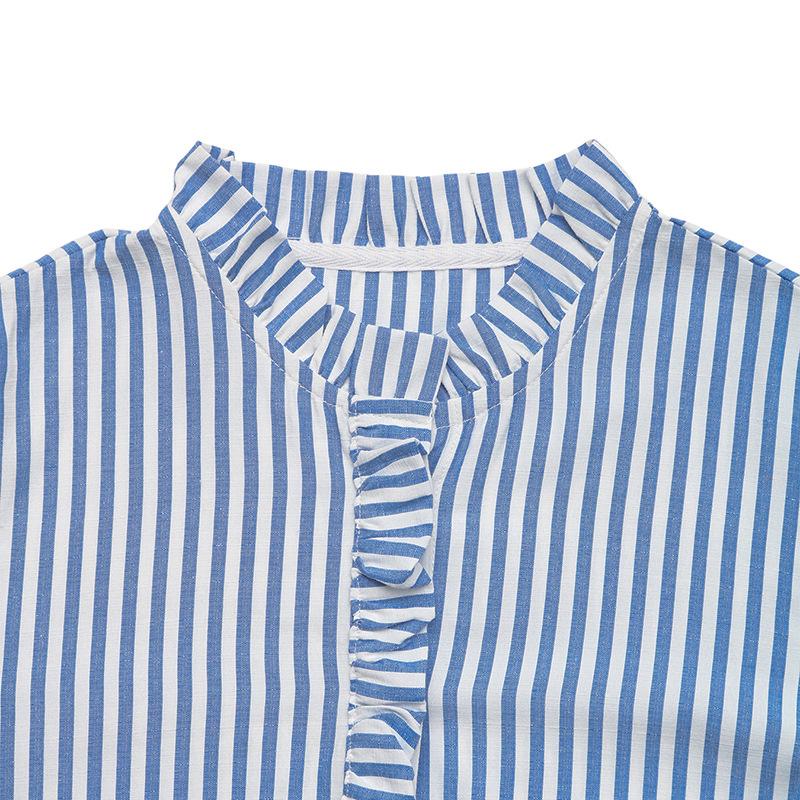 Skirt With Fungus SummerEuropean And American Women Wear Vertical Striped Shirt Dresses