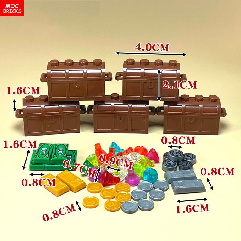 Нетоксичные кубики Moc Город Ужасов Золотой Серебряный Пистолет для Денег Монеты Мешок с Долларами Портфель Фигурка 4 см Аксессуары Полиции Строительный Блок Детские Игрушки