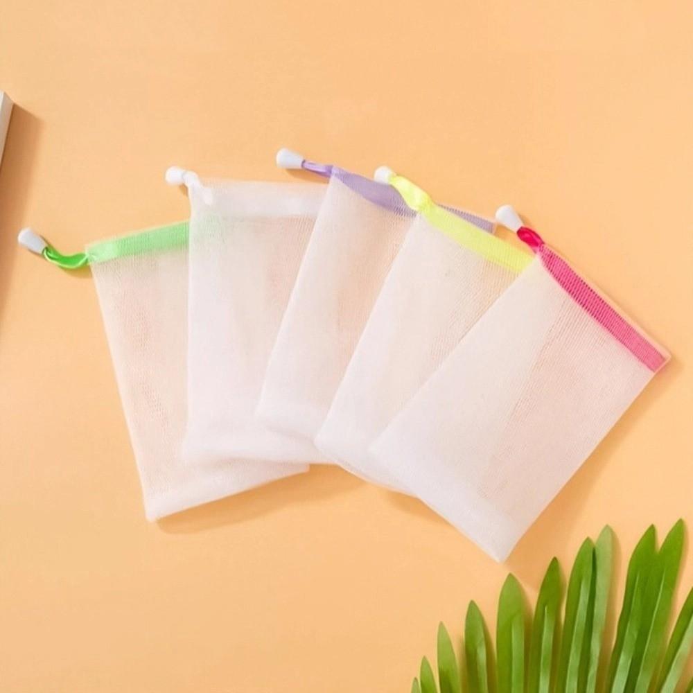 50Pcs Double Layer Bath Foaming Mesh Bags Hangable Soap Bubble Bags Foaming Scrubbers