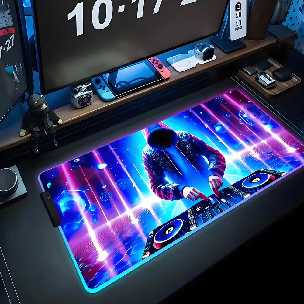 Коврик для мыши DJ RGB Игровой коврик для мыши Большой светодиодный коврик Настольный коврик для ПК Светящийся коврик для мыши Большие коврики для клавиатуры Настольный ковер с подсветкой
