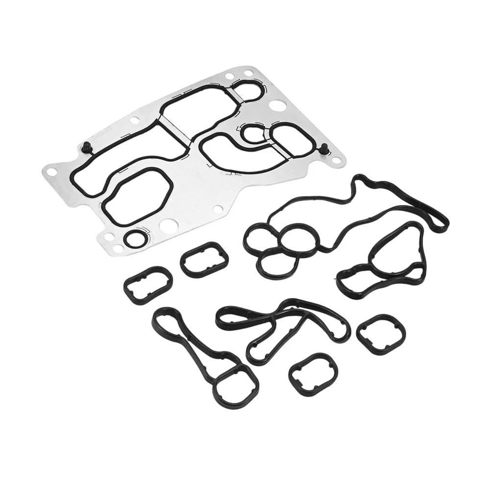 Oil Filter Housing Oil Cooler Gasket Seal Set For BMW COOLER HEAT EXCHANGER N47N N47S N57N N57S Engine Gaskets 6