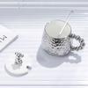 European Style Couple Ceramic Coffee Cup Galvanized Silver Bear Mug Gift Office Teacup Living Room Breakfast Mug Home Decoration