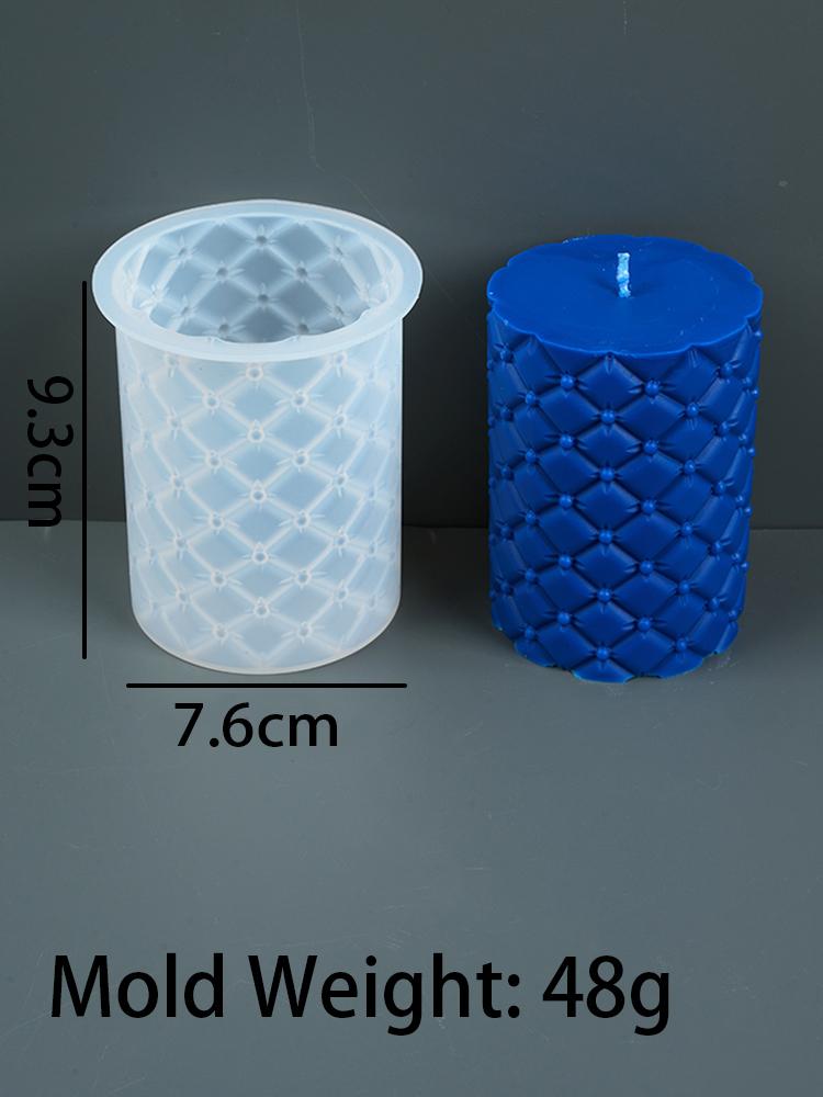 DIY Leather Geometry Cylindrical Silicone Candle Mold Handmade Soap Making Supplies Tools Plaster Resin Molds Home Decor Gifts