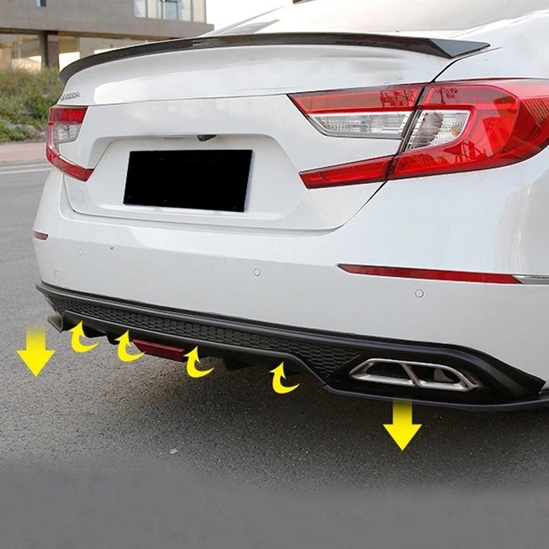 Черный универсальный задний бампер, задний диффузор для губ, плавники акулы, изогнутый спойлер, сплиттер для губ, крыльев, защита от столкновений