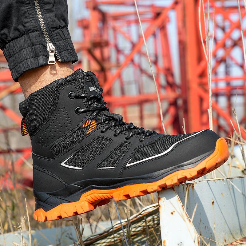 Hombre Work Boots Anti Smashing Steel Toe Safety Shoes Men Work Sneakers Indestructible Shoes Puncture-Proof Protective Shoes