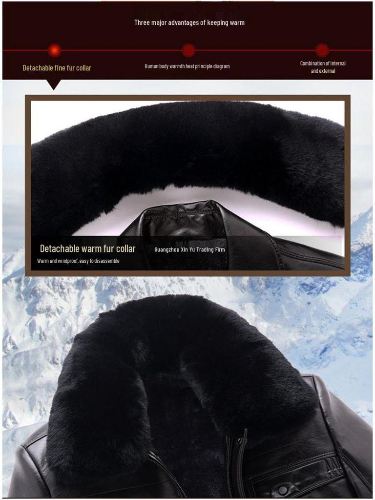 Мужская теплая кожаная куртка для среднего и пожилого возраста