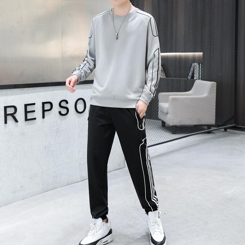 Осенний спортивный костюм, мужской свитер, костюм для бега, фитнес, комплект из двух предметов