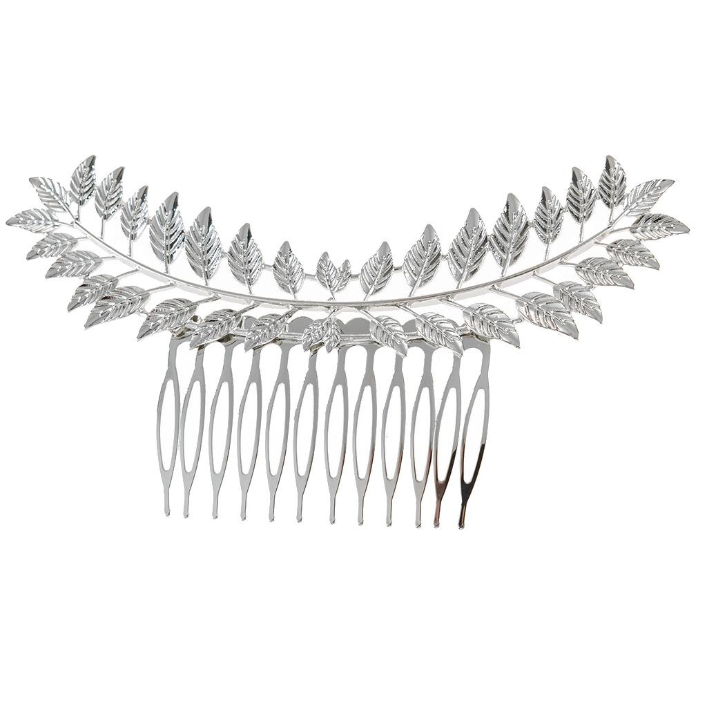 Hollow Small Leaves Splicing Hair Comb Foreign Trade Women's Metal  European and American Headband Wedding Party Women Jewelry