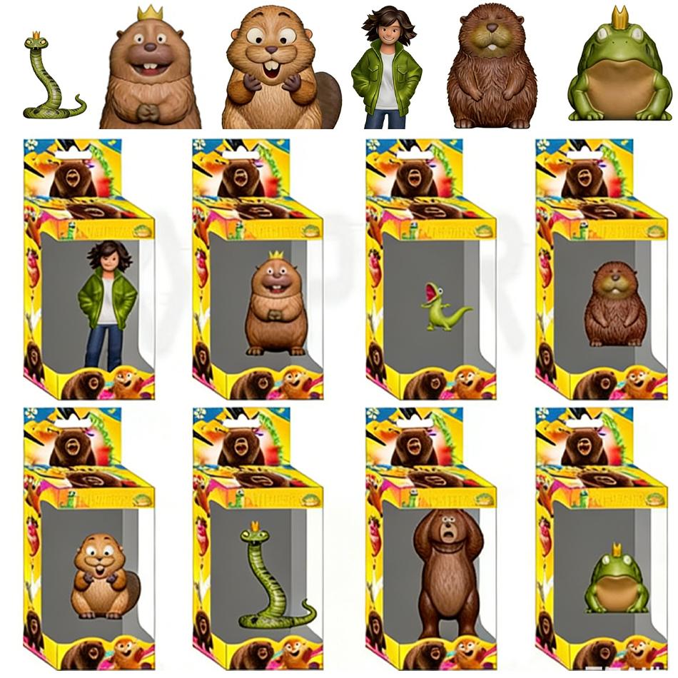 8Pcs/Box Hoppers Beaver Transformation Plan Series Action Figures Cute Cartoon PVC Model Toy Gift for Kids