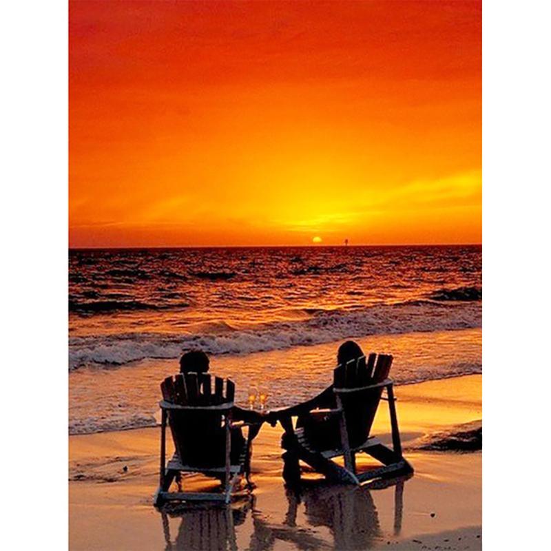 Full Round 5D DIY Diamond Painting Sunset Landscape Sea View Cross Stitch Kits Mosaic Rhinestone Embroidery Home Decor