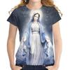 Women Fashion Virgin Mary 3D Printing T Shirt Summer Christian Mother God Personality O Neck Short Sleeved Blouse