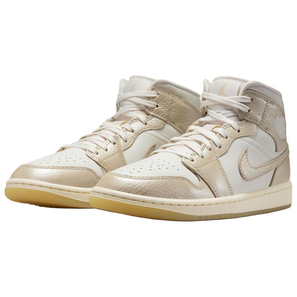 Кроссовки Air Jordan 1 Mid Hoops Gold Pack Женские Sail Pale-Ivory Team-Gold HV5159-100