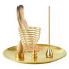 MrMrKura 5-Piece Brass Incense Holder and Saucer Set, Multi-Purpose Incense Holder, Incense Burner, Sage and Palo Santo Incense Burner Stand, Stylish