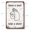 Funny Toilet Vintage Metal Poster Bathroom Rules Retro Tin Sign Bathroom Toilet Wall Art Decoration Plaque for Modern Home Decor