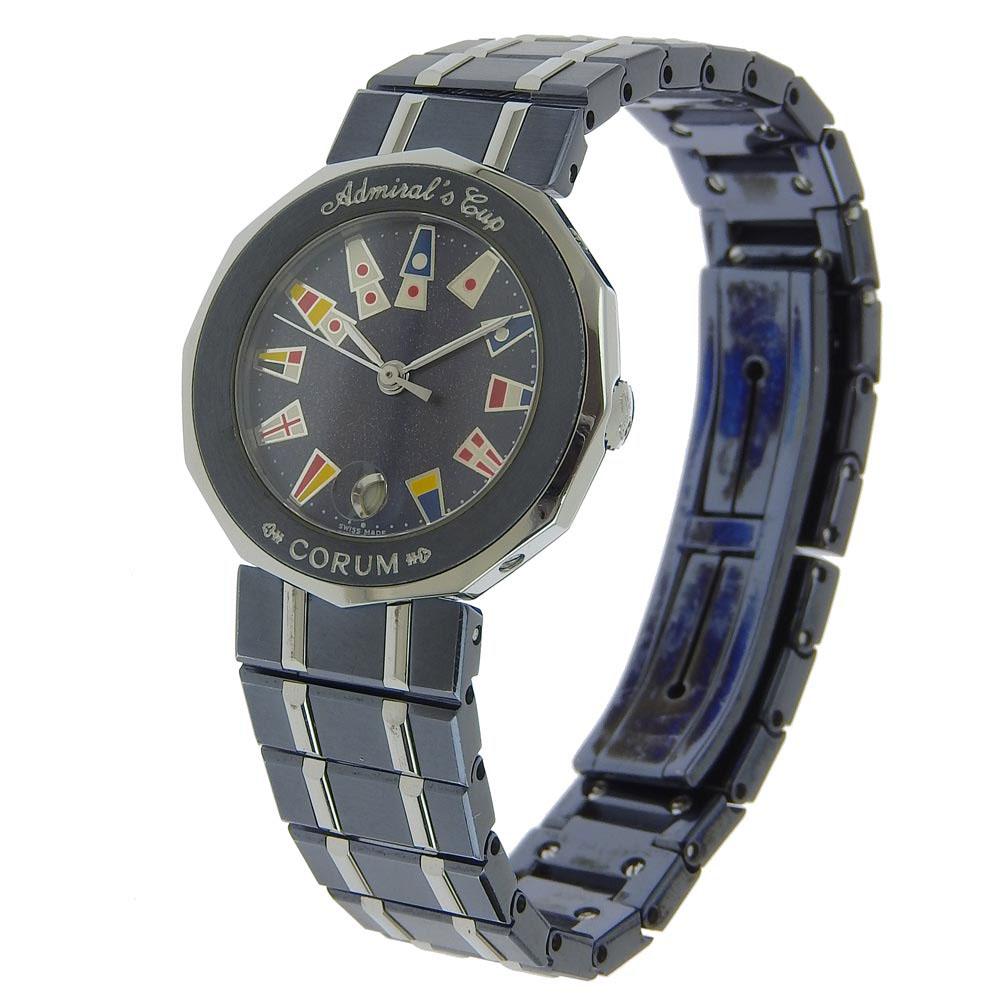 Corum Admirals cup Часы 39.610.30 V-50 Синий/Серебристый Синий циферблат Нержавеющая сталь/Оружейный металл Синий Кварцевый Аналоговый дисплей Женские Б/У