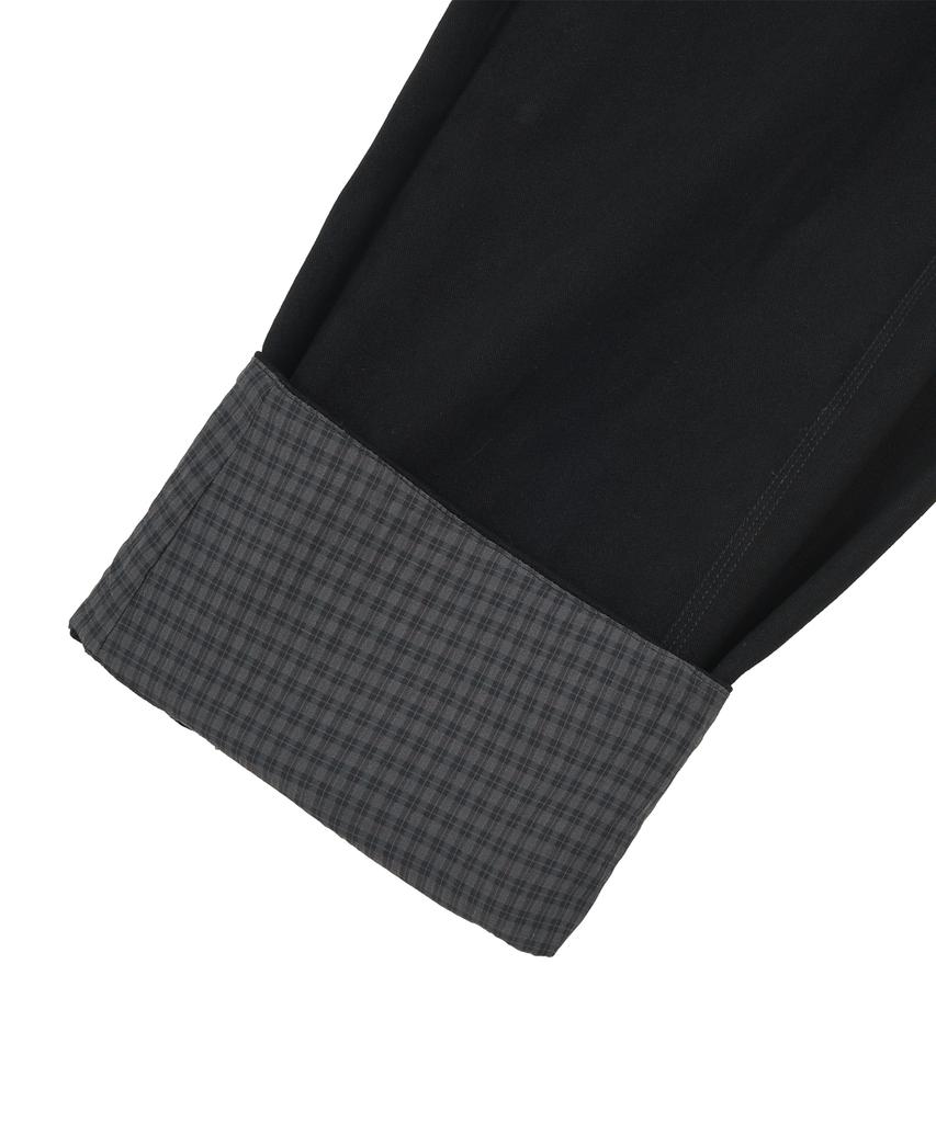 LMR Check Applique Roll-Up Two-Way Balloon Pants Black