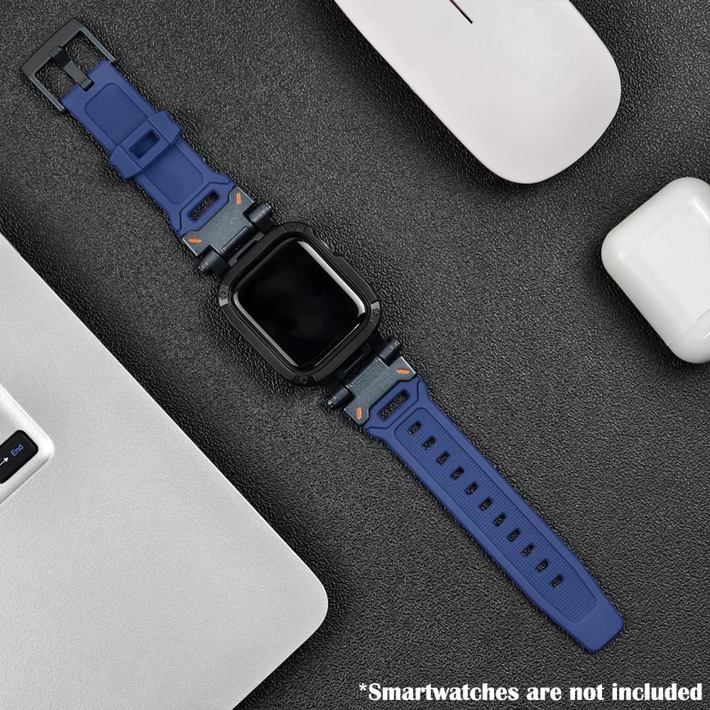 Силиконовый ремешок+Чехол для Apple Watch Ultra2 Ремешок 49мм 41мм 45мм 40мм 44мм ТПУ Чехол+Спортивный браслет Серии 9 8 7 6 SE 5 Браслет