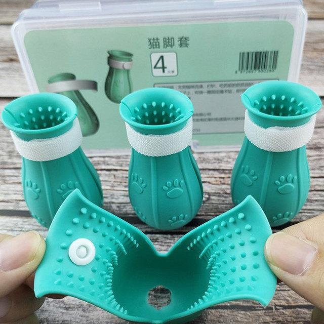 Регулируемые силиконовые противоцарапающие туфли для кошек, для ванны, мытья, когтей, защитные чехлы, силиконовые инструменты для ухода за домашними животными