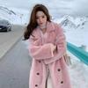 Осень и зима новый стиль искусственный мех норки густой тип длинный стиль костюм воротник свободный искусственный мех пальто мода мягкий