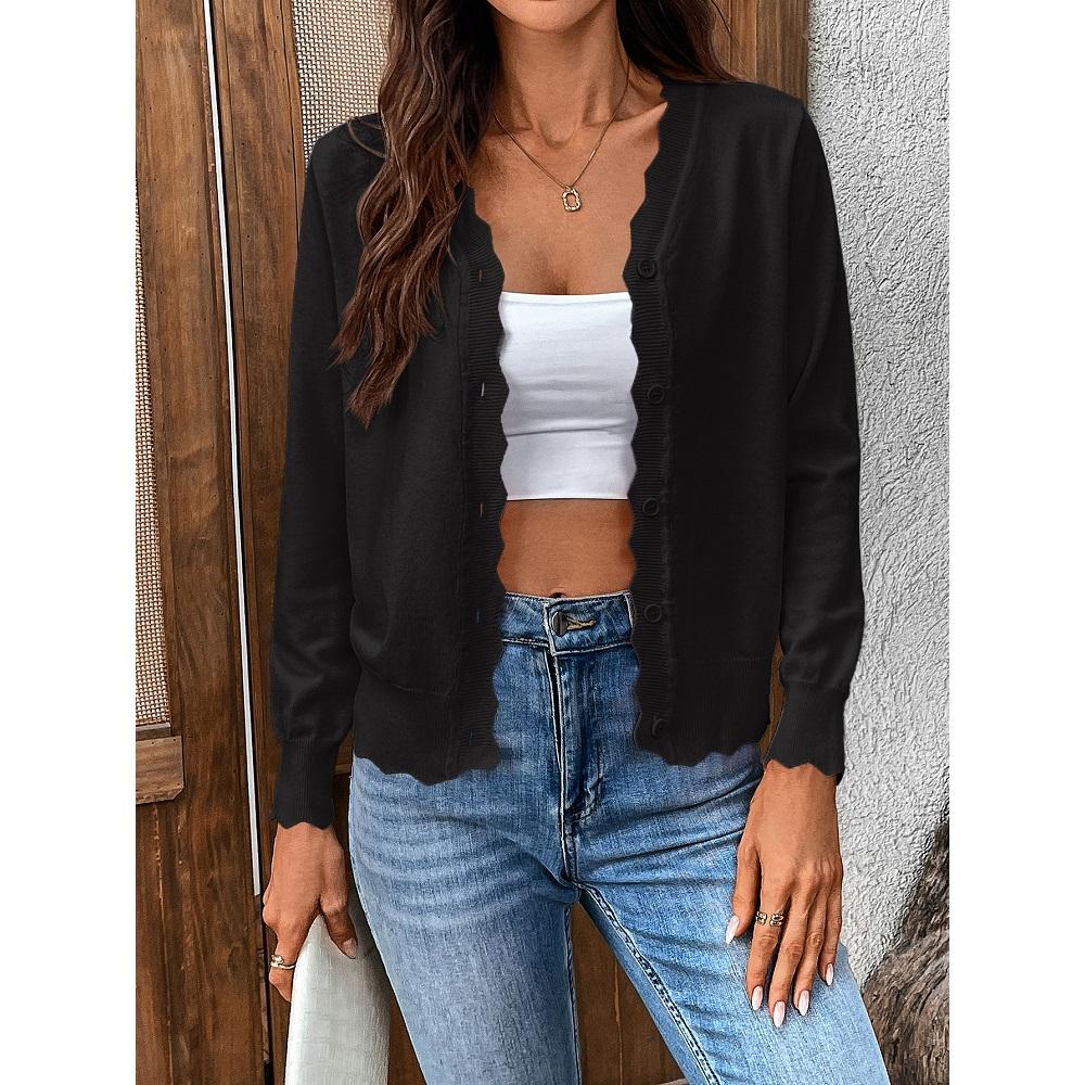 Women Thin Cardigans Cool Summer Tops Vneck Long Sleeve Knitted Outerwear Jackets Coats