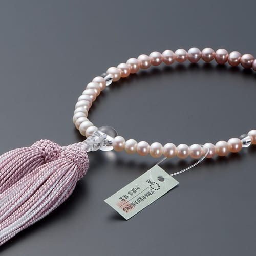 Buddhist Altar Shop Takita Shoten Kyoto Buddhist Prayer Beads for Women, Freshwater Pearls (Pearls), Gradient 6mm, Silk Tassel, Prayer Beads Bag, Suit