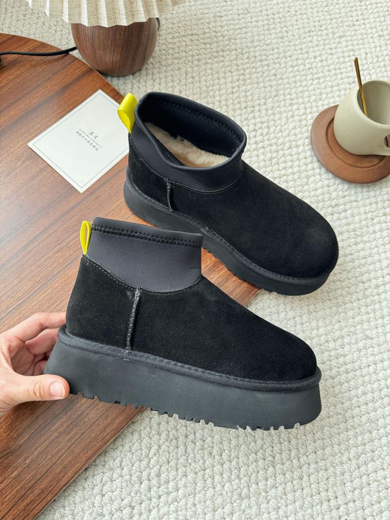 Женские зимние ботинки на толстой подошве из эластичной ткани Sangpo с интегрированным мехом, увеличивающие рост, ботинки из глубокого шерстяного бархата, теплая хлопковая обувь, зима