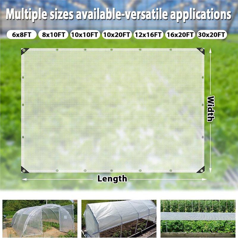 ABMH-Waterproof Clear Tarps With Grommets, 6X8 FT Heavy Duty Greenhouse Tarp, Clear Greenhouse Cover