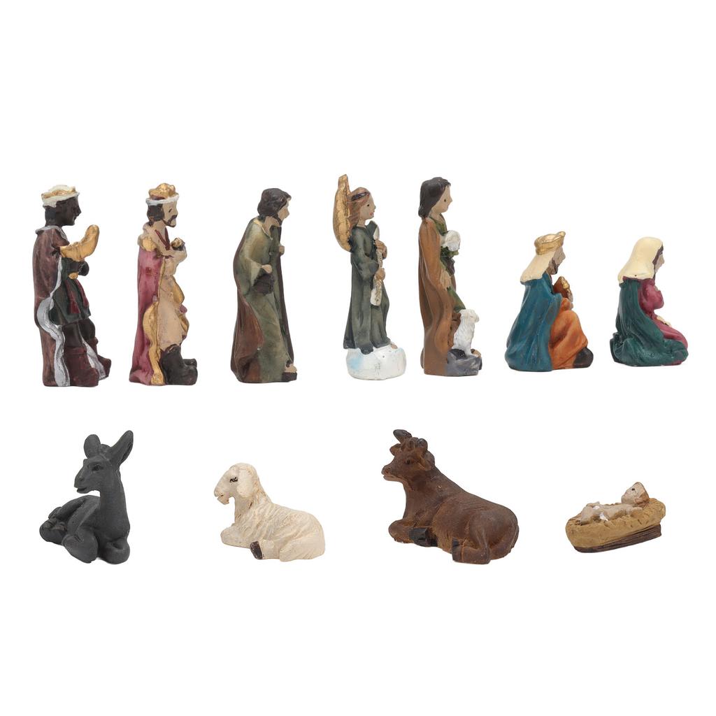 11 Pcs Christmas Resin Nativity Sets Vivid Lifelike Christmas Ornament Gifts for Holiday Desktop
