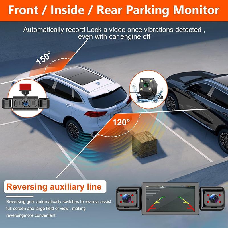 Car DVR 1080P Video Recorder 360°Dash Cam for Car 3/4 Lens Front Right Rear View camera Night Vision 24H Parking Monito Camera