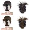 Polka Dot Messy Bun Head Wig Claw Clip False Hair Pieces Chicken Feather Ball Head  Women