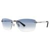 POLICE Sunglasses SPLG39J 579L 60 2023 Model WIND Two Point Borderless Square Titanium Frame Shiny Silver Lens Light Navy Gradation Men's Color