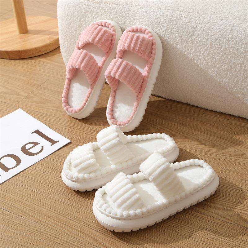 New Corduroy Cotton Slippers Women's Home, Spring and Autumn Home Heating Indoor EVA Thick Bottom Cotton Mop