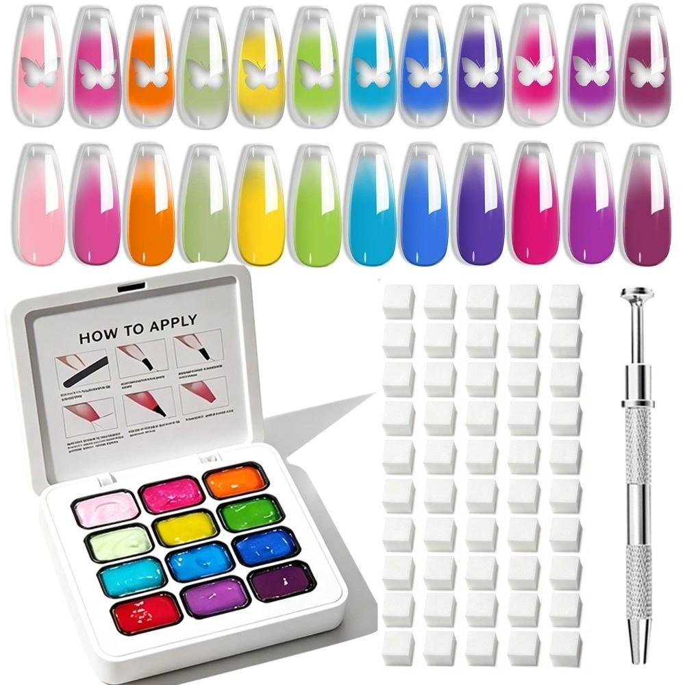Highly Saturated Nail Art Sponge Gel 4/9/12 Color Pigment Gel for Nail DIY Nail Art