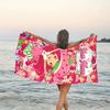1pc Princess Strawberry Beach Towel with Custom Name, Beach and Seaside Swimming Pool Equipment, Fashion Pattern, Rectangular, Travel Essential