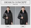Men's Winter Sheepskin Leather Jacket with Detachable Liner and Real Fur Collar