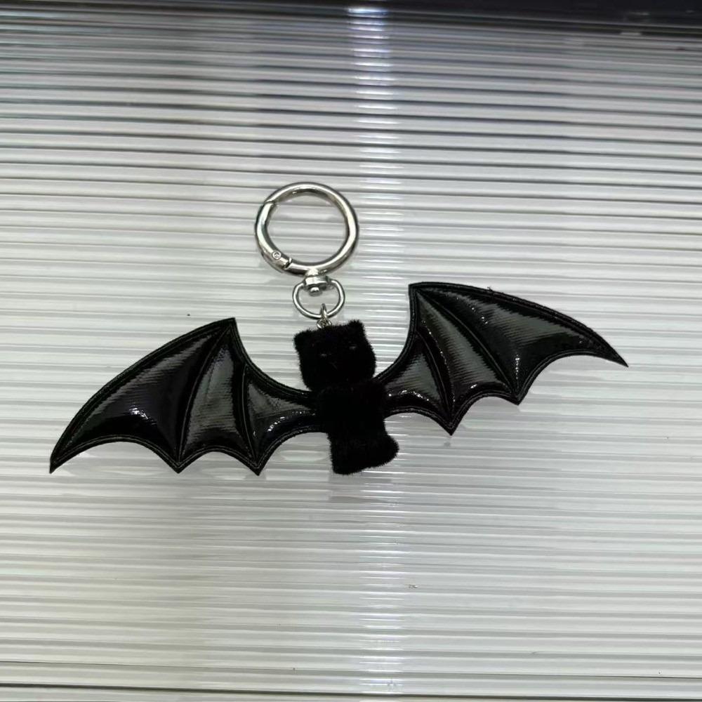 Cute Flocking Bear Doll Keychain Pile Coating Bag Pendant Fashion Bat Bear Keyring Backpack Decor