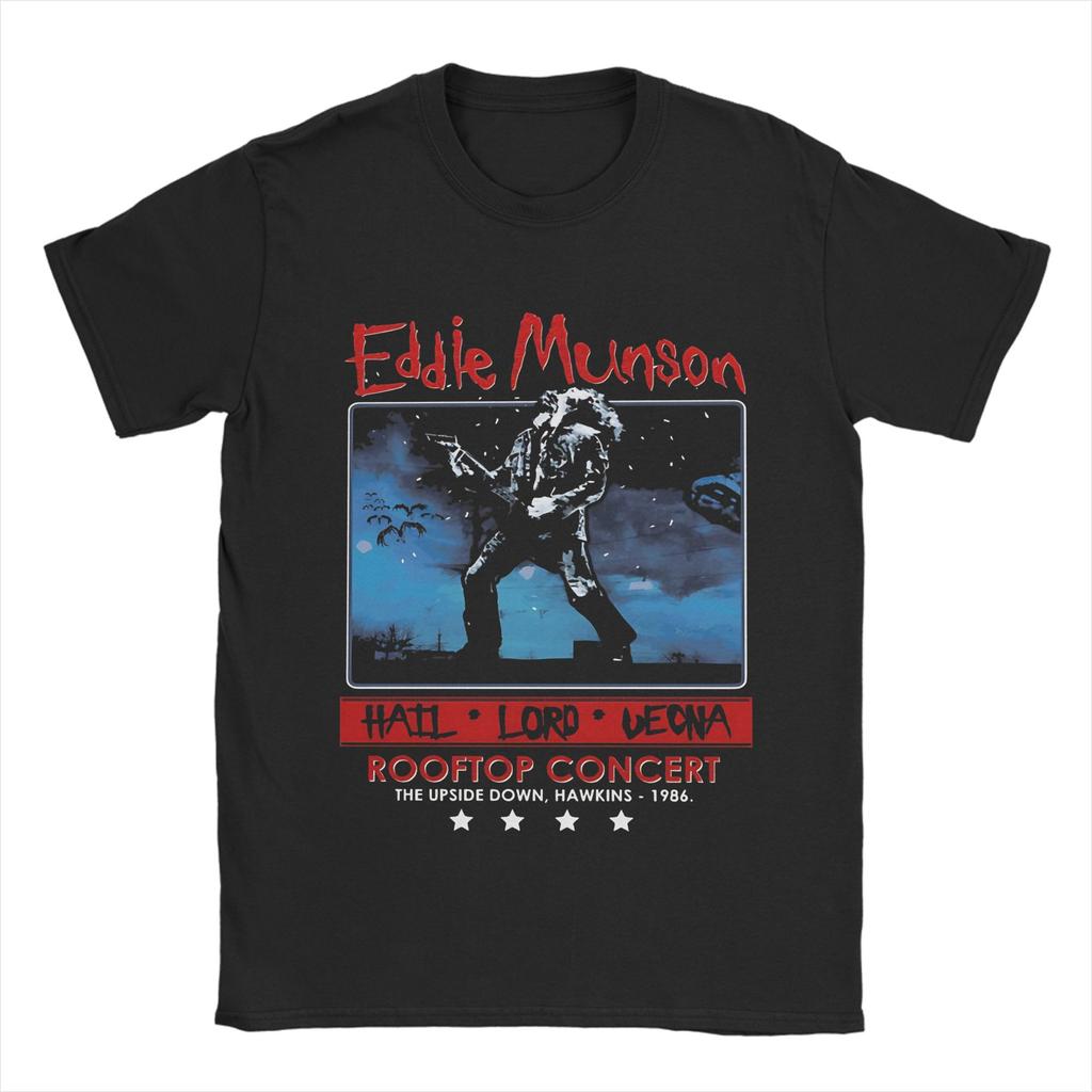 Unisexs TShirts Eddie MunsonS Rooftop Concert Leisure Pure Cotton Tee Short Sleeve Steve T Shirt Round Collar Clothes Gift Idea
