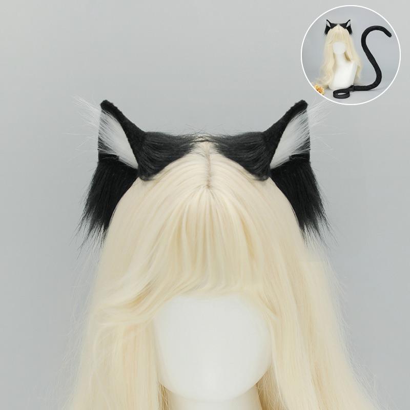 Simulation animal ear cat ear headband handmade plush cos cat ear props Comic-Con headdress cat ear cat tail set