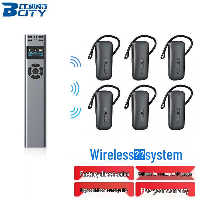 Bishite Multi-to-One Non-In-Ear Wireless Headphone Receiver: 2.4G High-End Interpreter for Government and Enterprise Use