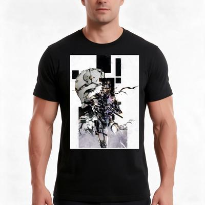 Футболка Solid Snake и Киборг-Ниндзя Летняя Повседневная Хлопковая Футболка Оверсайз Уличная Одежда Топы Винтажный Графический Принт 100% Хлопок