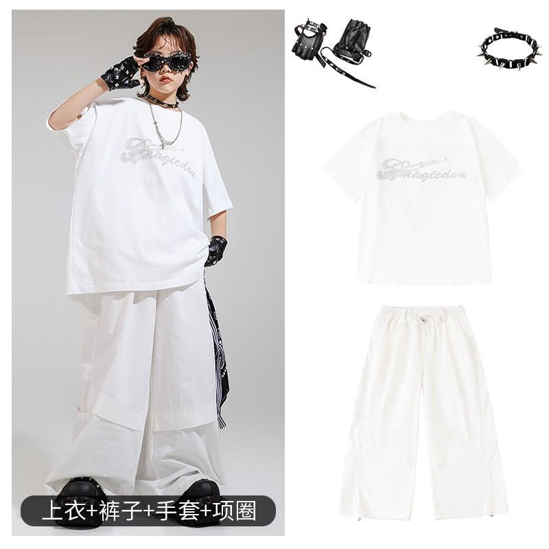 Kids Street Dance Outfit Popping Jazz Performance Costume Boys Girls Cool Stage Wear