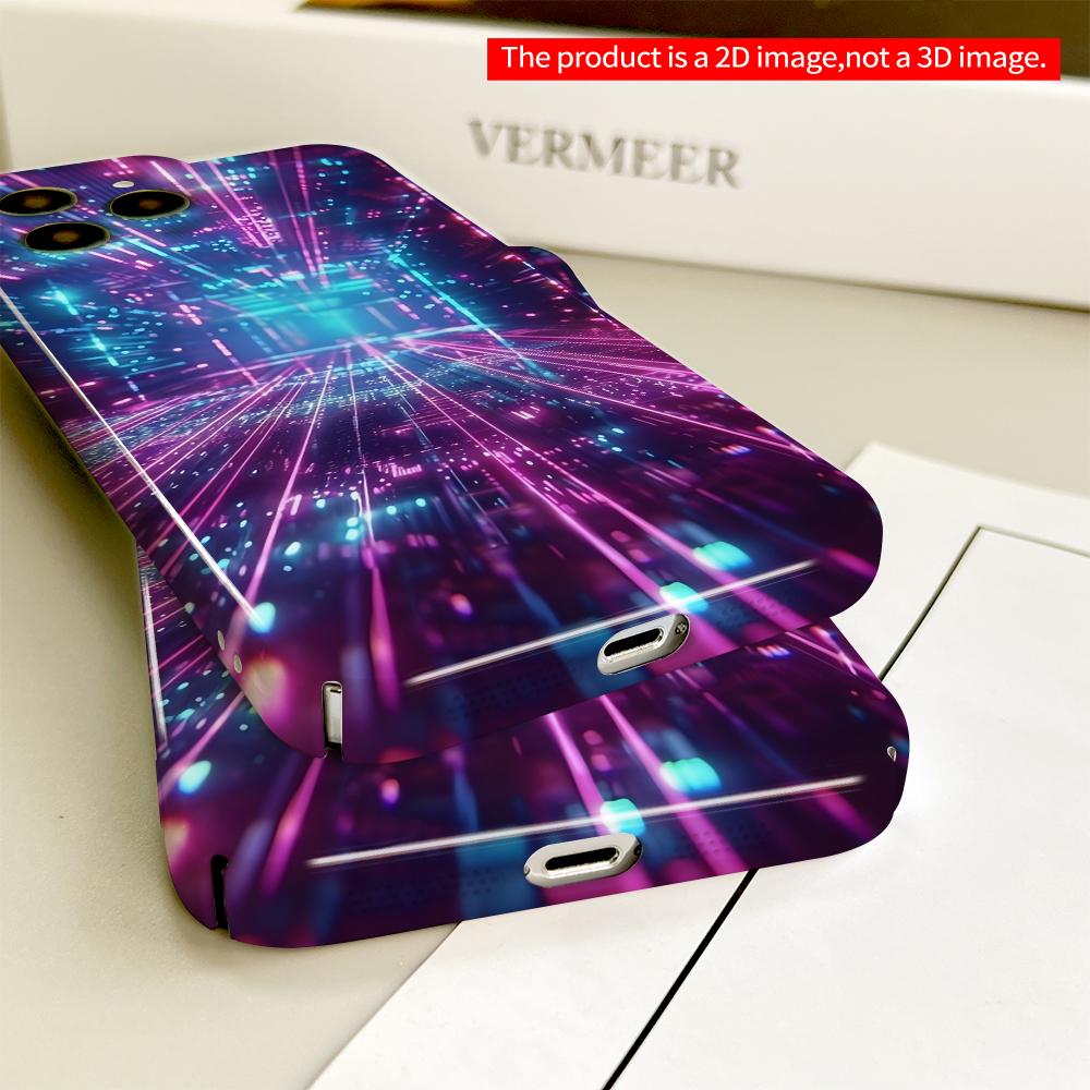 2DFlat Neon City Lights Abstract Phone Case All inclusive film hard phone case, compatible with iPhone 18 Pro Max 17 16 15 14 13 12 11
