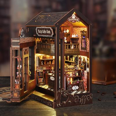 Набор для создания DIY книжного уголка 3D Миниатюрный деревянный кукольный домик со светом Вставка в книжную полку Ретро Декор книжного уголка Для подарков Серия книжного магазина Кукла